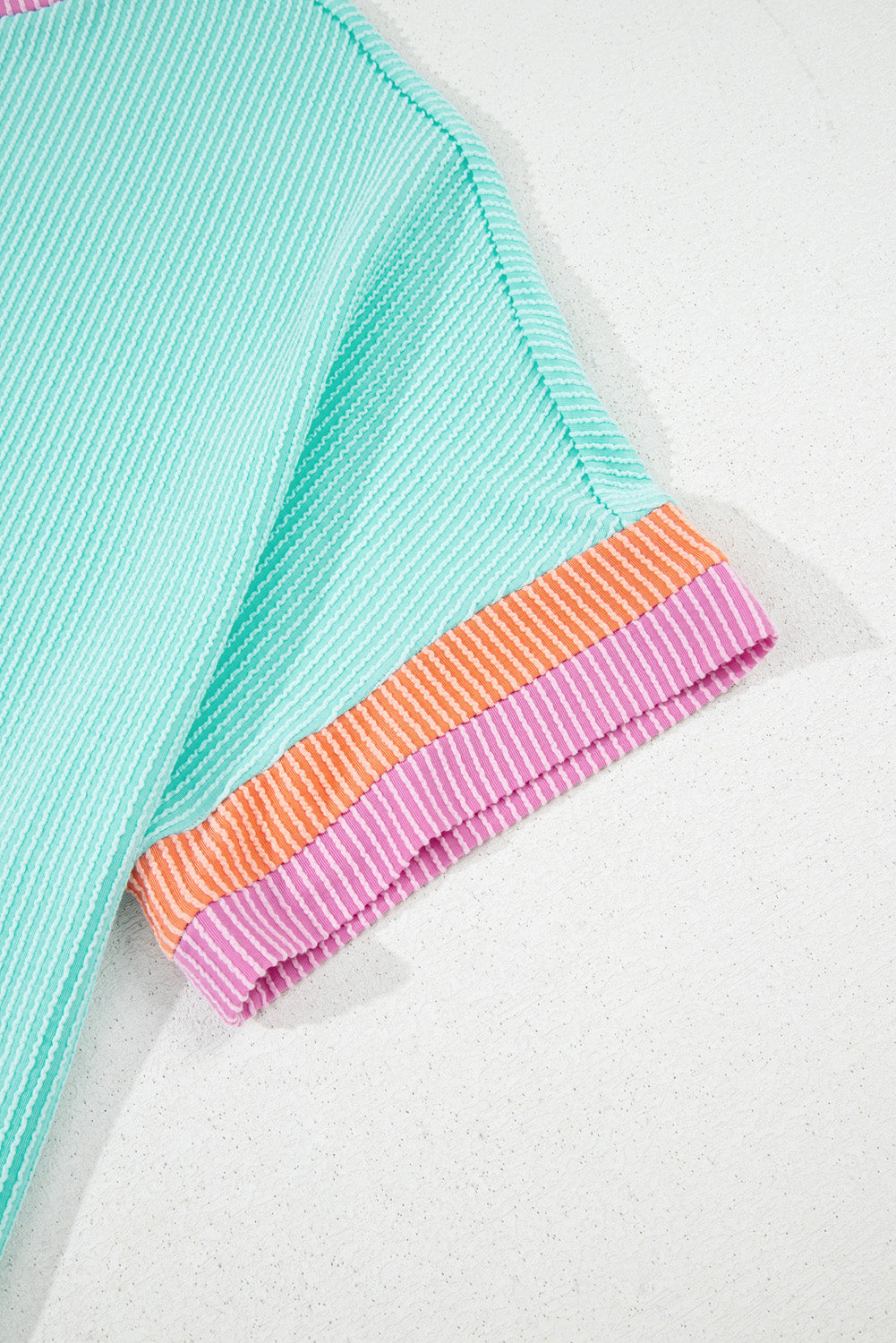 Light Blue Plus Size Color Block Knit Tee and Shorts Set. PSCollection