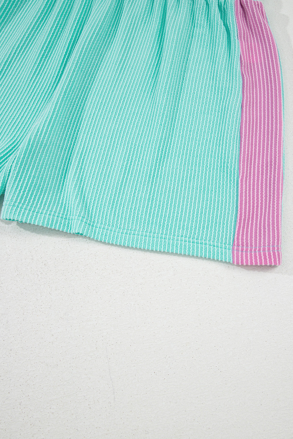 Light Blue Plus Size Color Block Knit Tee and Shorts Set. PSCollection