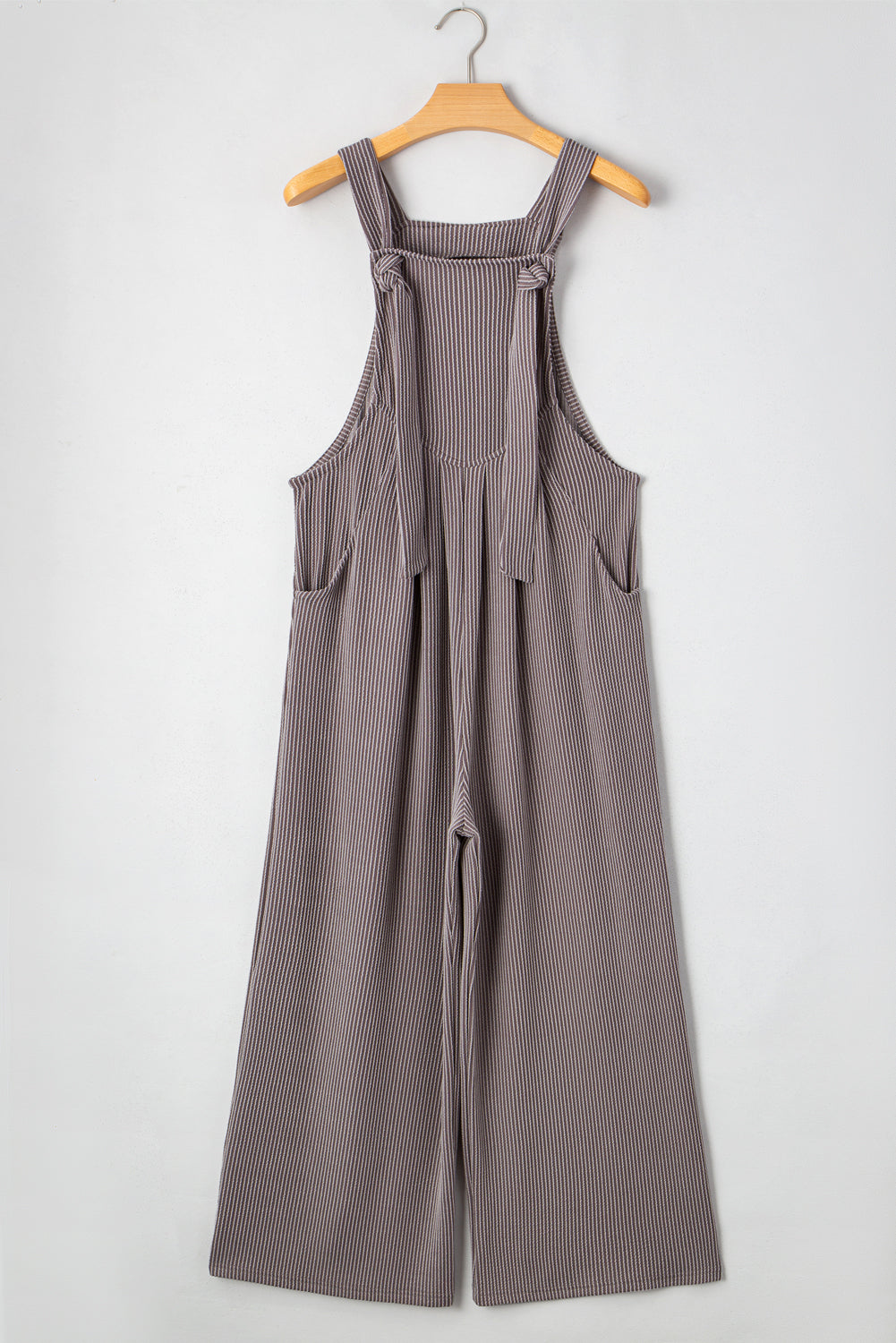 Gray Corded Adjustable Straps Wide Leg Loose Overall. GCollection
