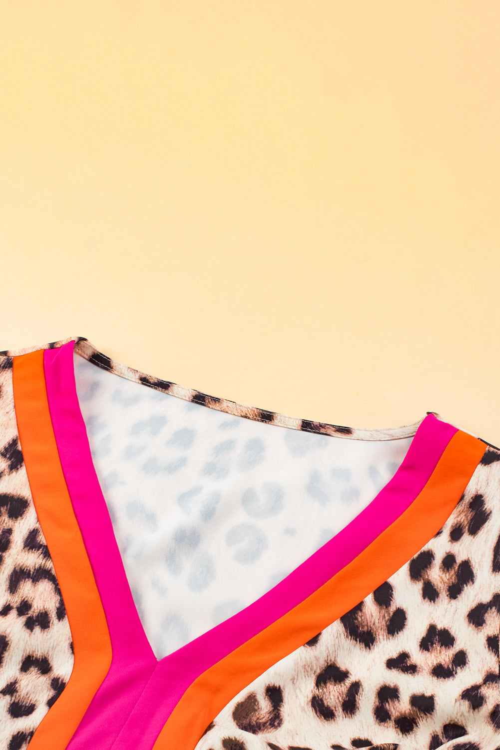Bright Pink Leopard Colorblock Patchwork Bubble Sleeve Maxi Dress. GCollection