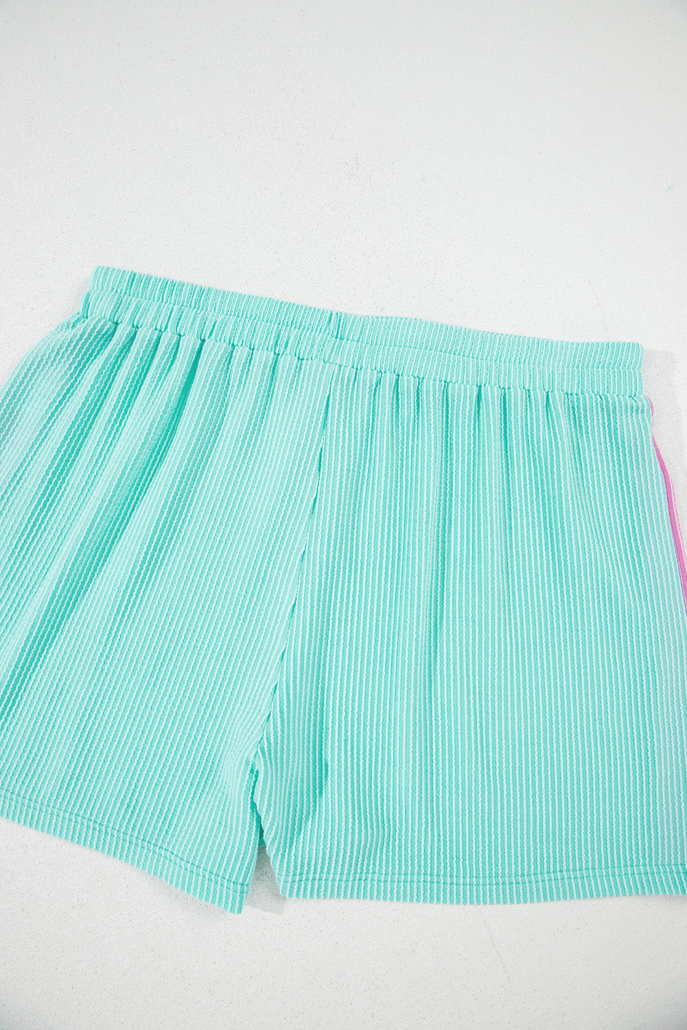 Light Blue Plus Size Color Block Knit Tee and Shorts Set. PSCollection