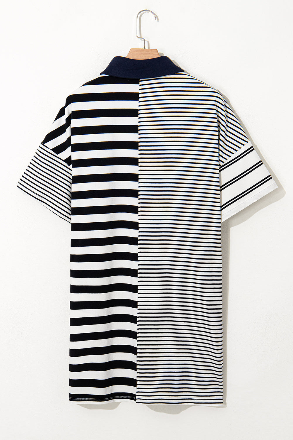 Black Stripe Half Placket Polo T Shirt Dress. GCollection
