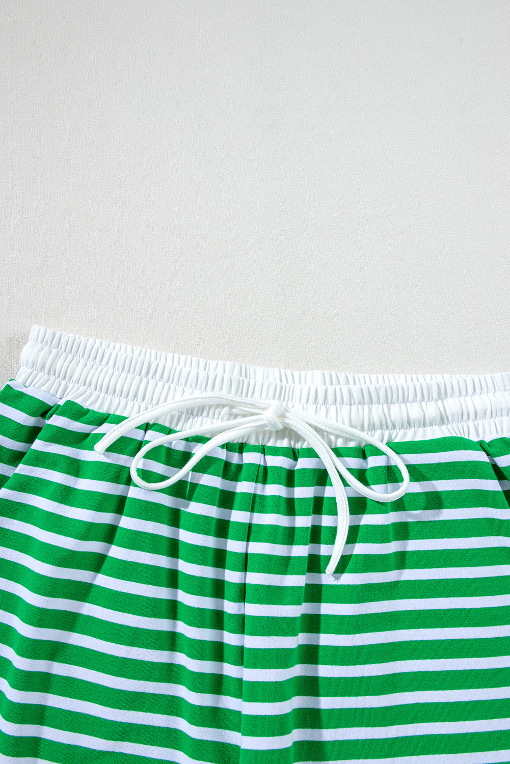 Dark Green Striped Cap Sleeve Tee and Shorts Set. GCollection