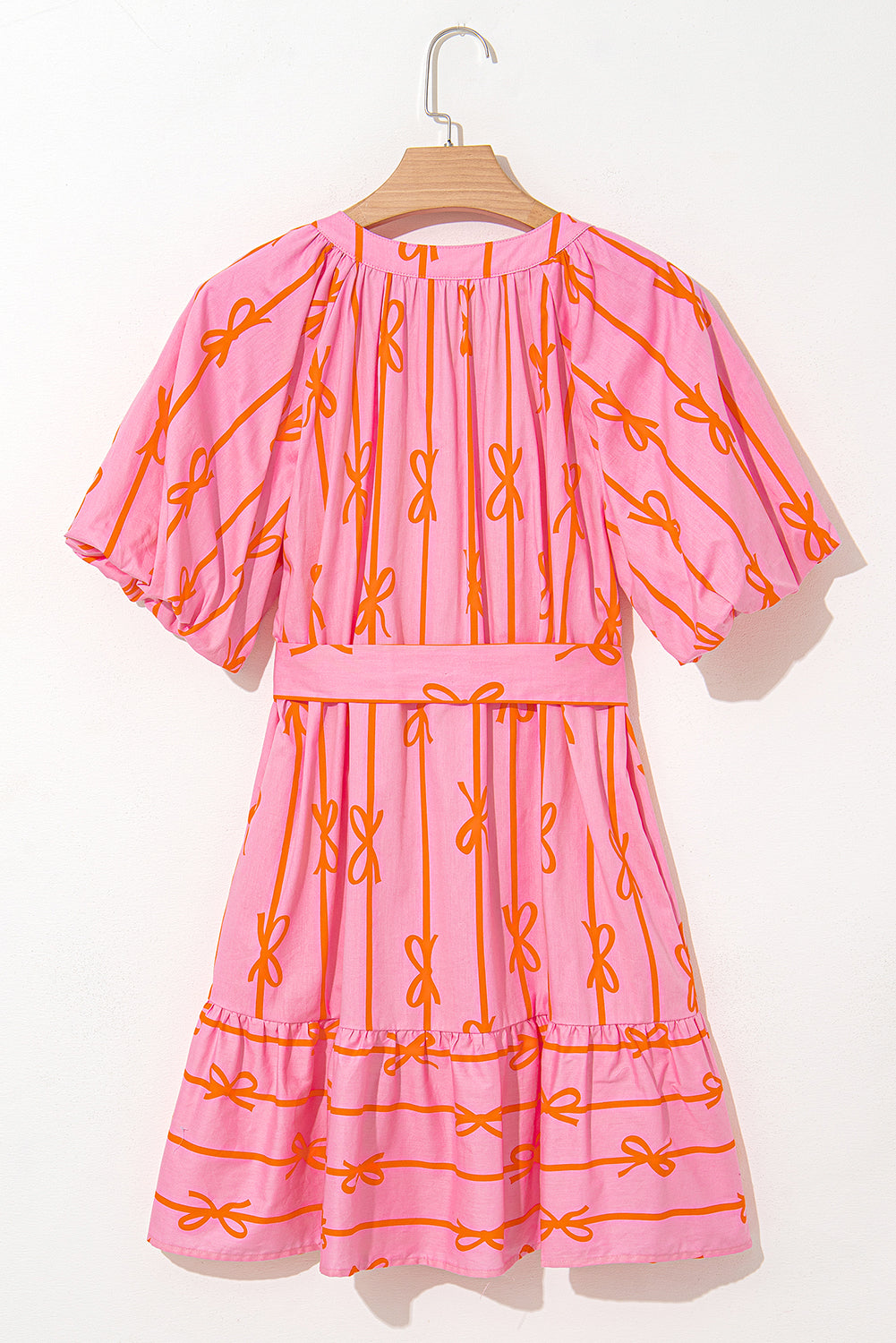 Pink Bowknot Striped Dress. GCollection