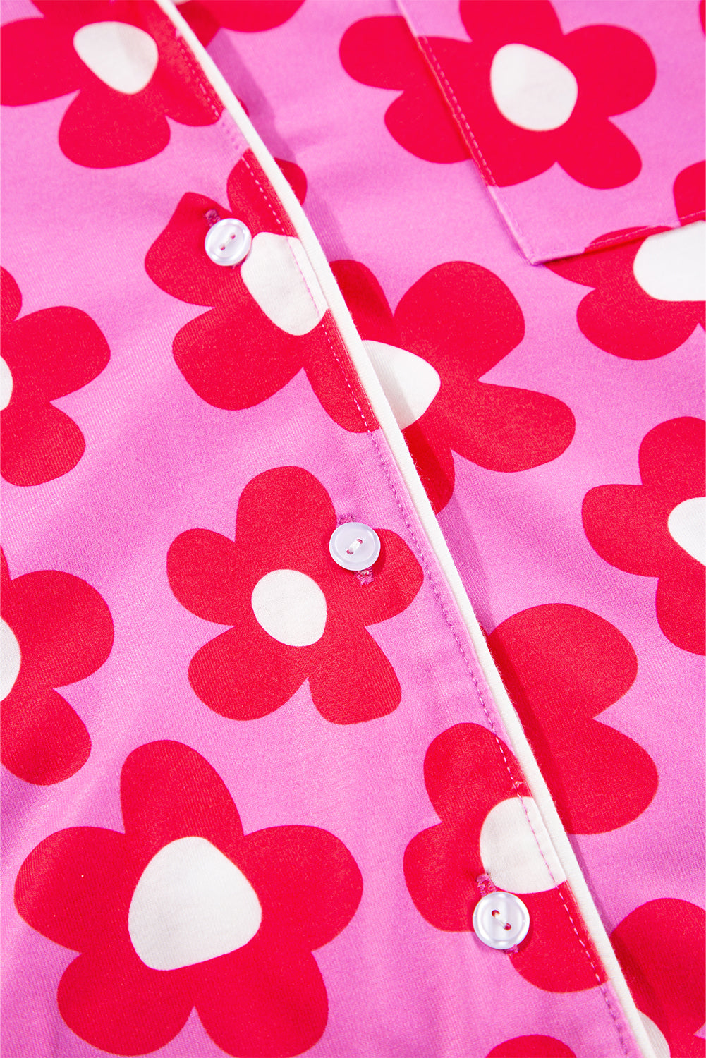 Pink Flower Print Long Sleeve Pajamas Set. GCollection