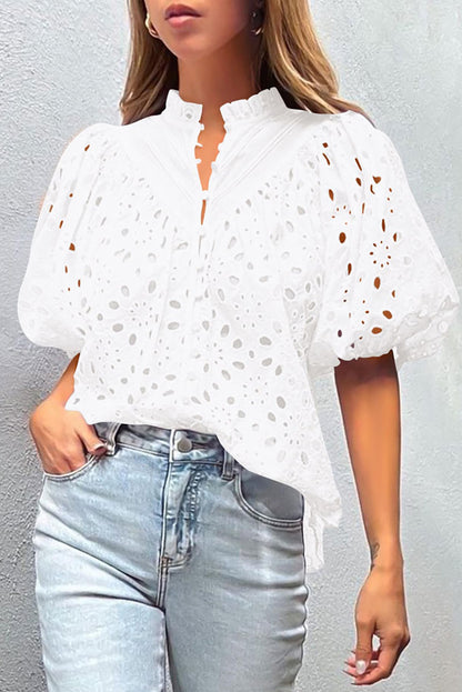 White Flower Embroidered Blouse. GCollection