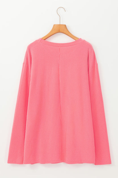 Peach Textured Long Sleeve T Shirt. PSCollection