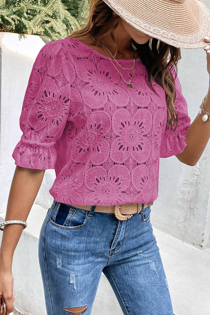 Pink Flounce Sleeve Top. GCollection