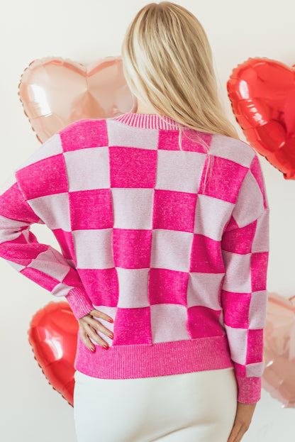 Pink Checkered Cardigan. GCollection