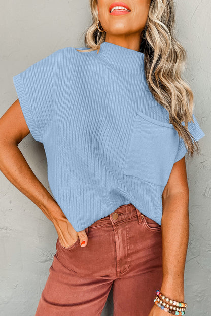 Beau Blue Patch Pocket Sweater Top. GCollection