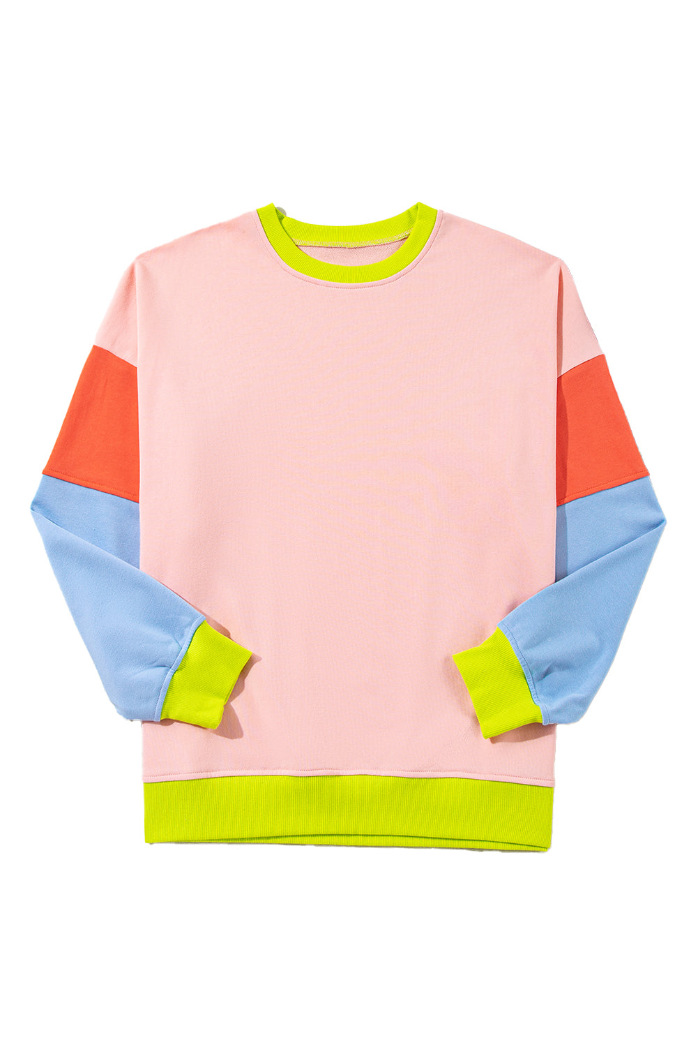 Light Pink Colorblock Patchwork Sweatshirt. PSCollection