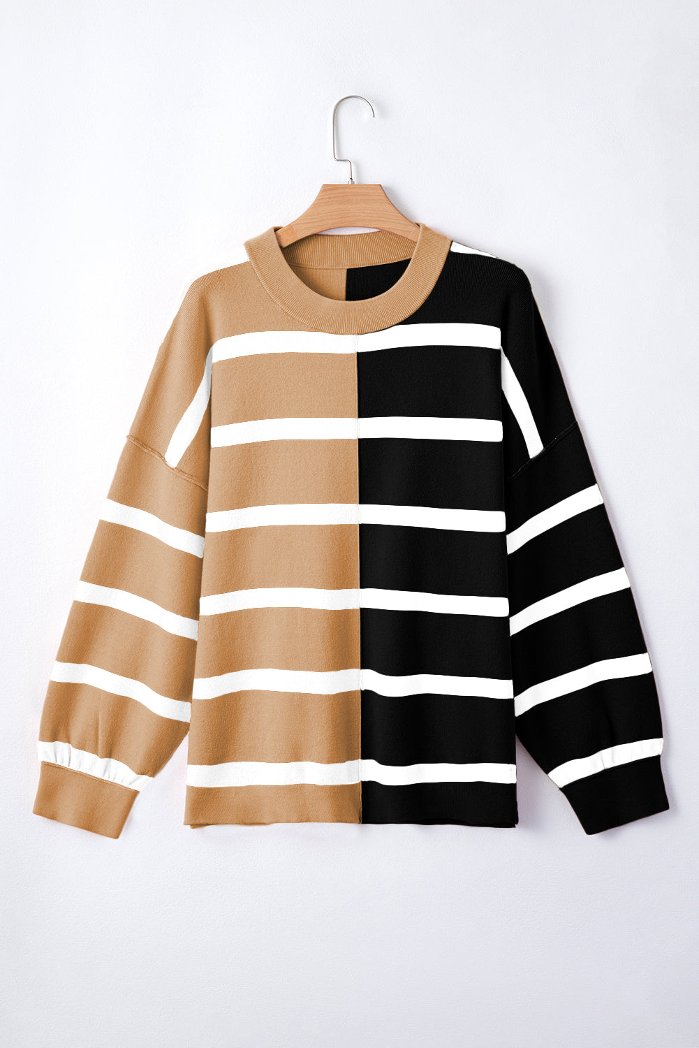 Beige Colorblock Oversized Sweater. GCollection