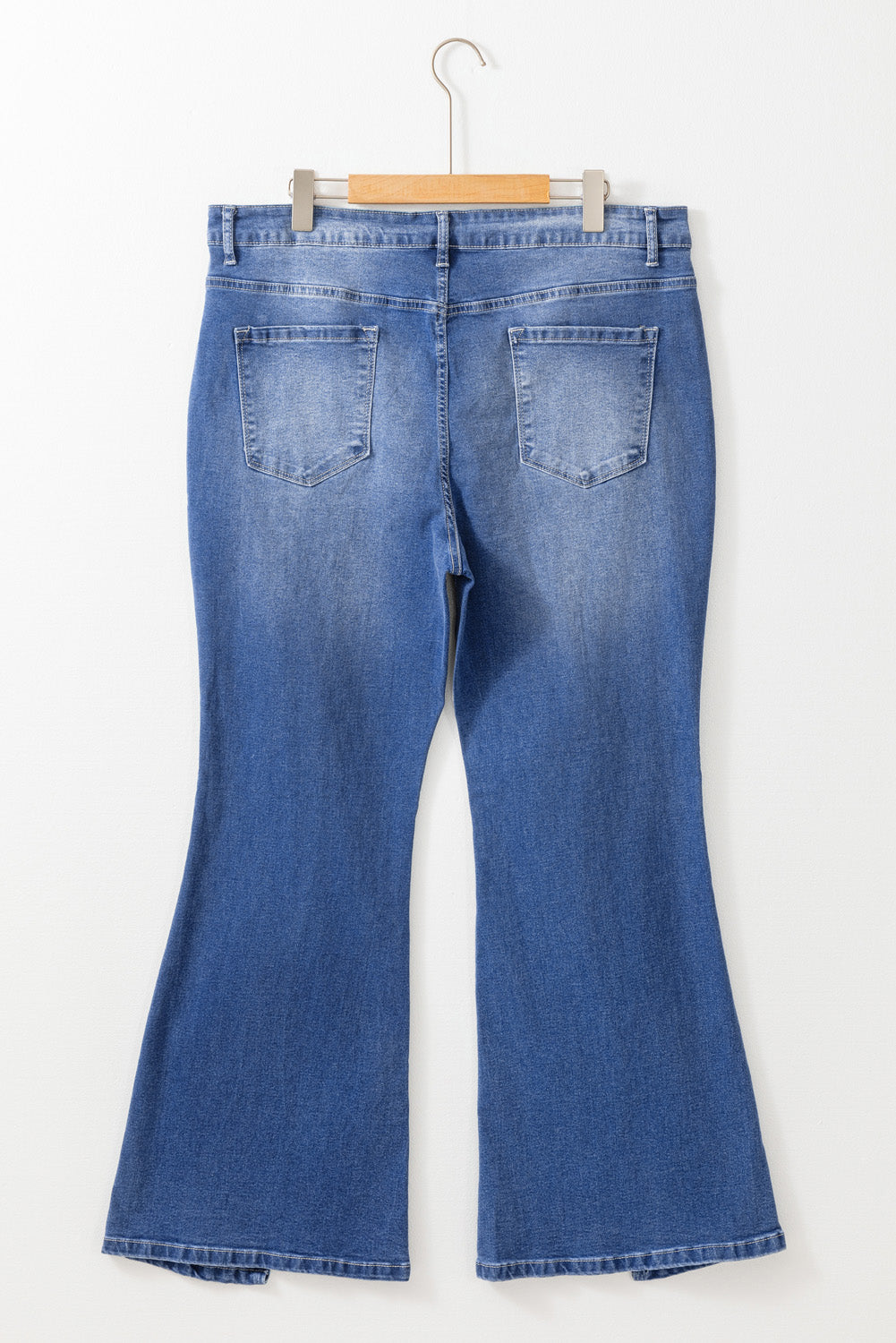 Blue Exposed Seam High Waist Flare Jeans. PSCollection