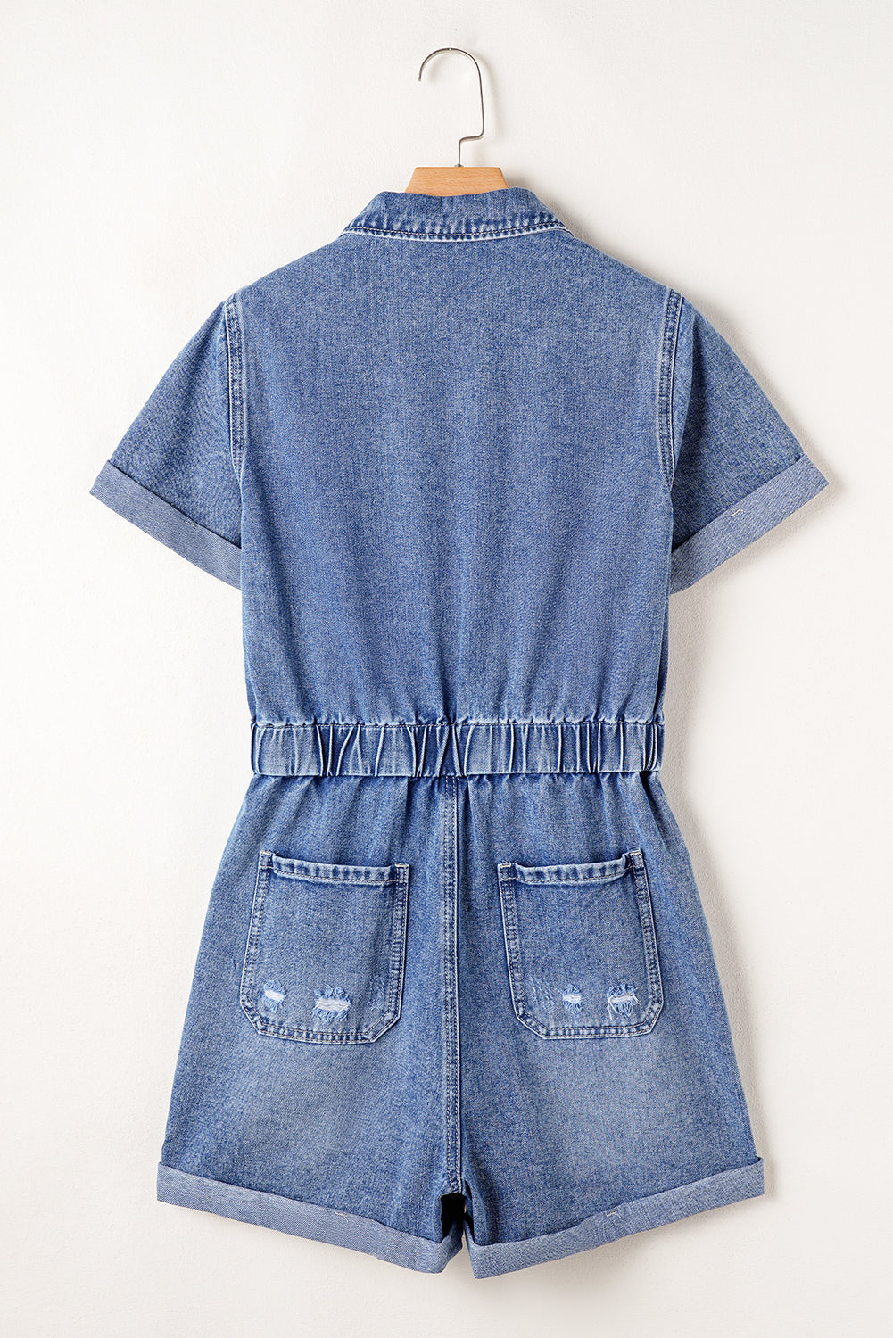 Dusk Blue Denim Short Sleeve Romper. GCollection