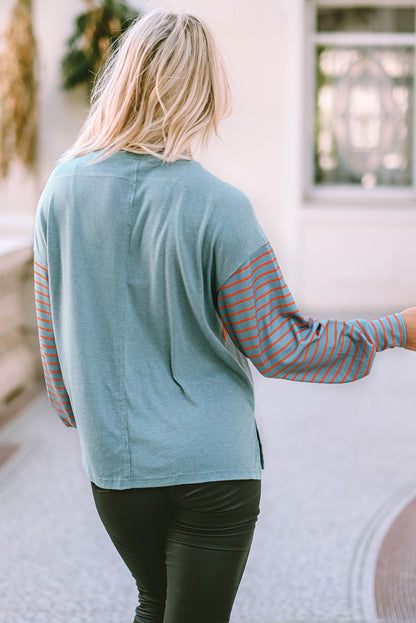 Green Colorblock Striped Top. GCollection