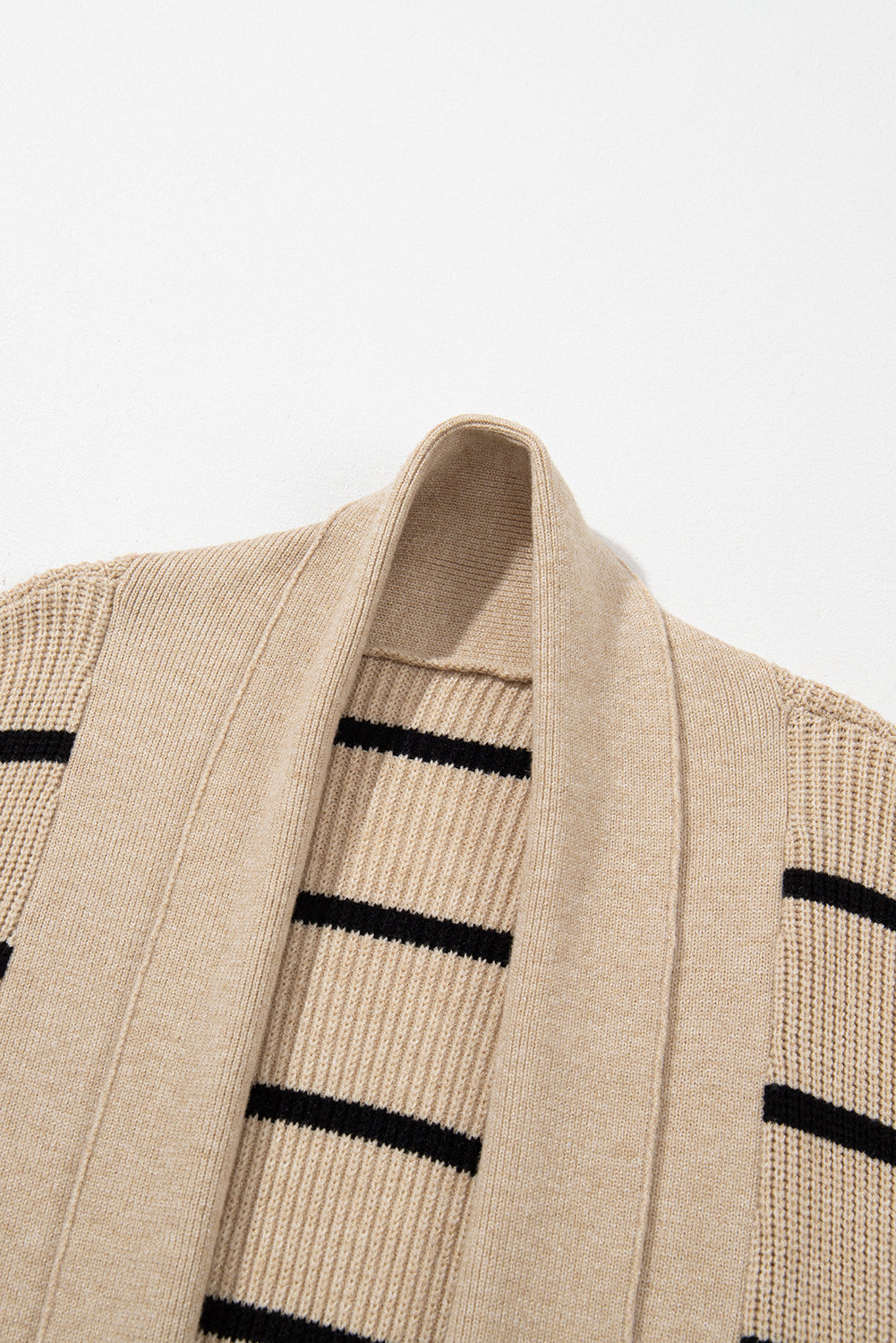 Black Stripe Open Cardigan with Pockets. GCollection