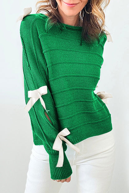 Bright Green Bow Knot Loose Fit Sweater. GCollection