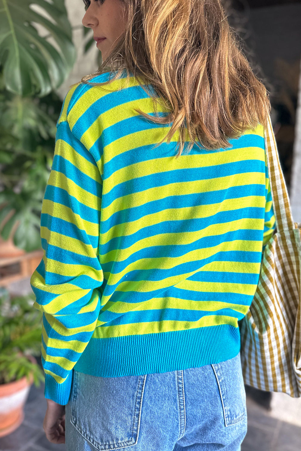 Green Stripe Crew Sweater. GCollection