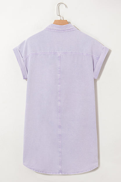 Orchid Petal Short Sleeve Denim Shirt Dress. GCollection