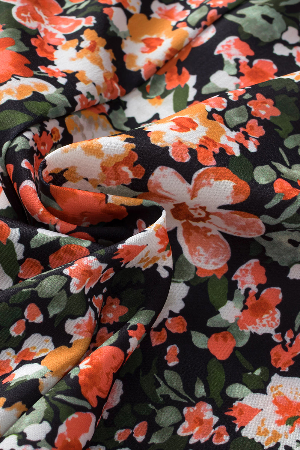 Orange Ruffle Trim Floral Blouse. GCollection