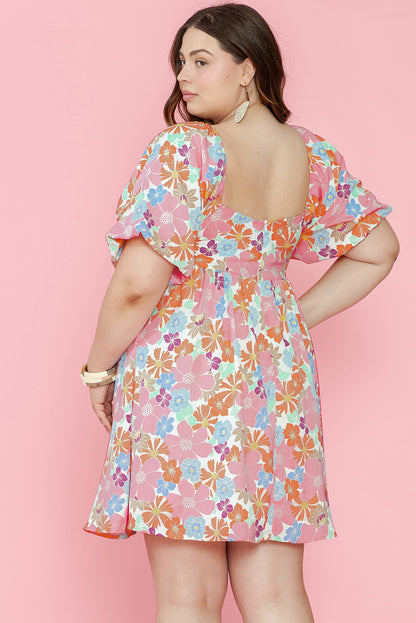 Multicolour Floral Puff Sleeve Babydoll Dress. PSCollection