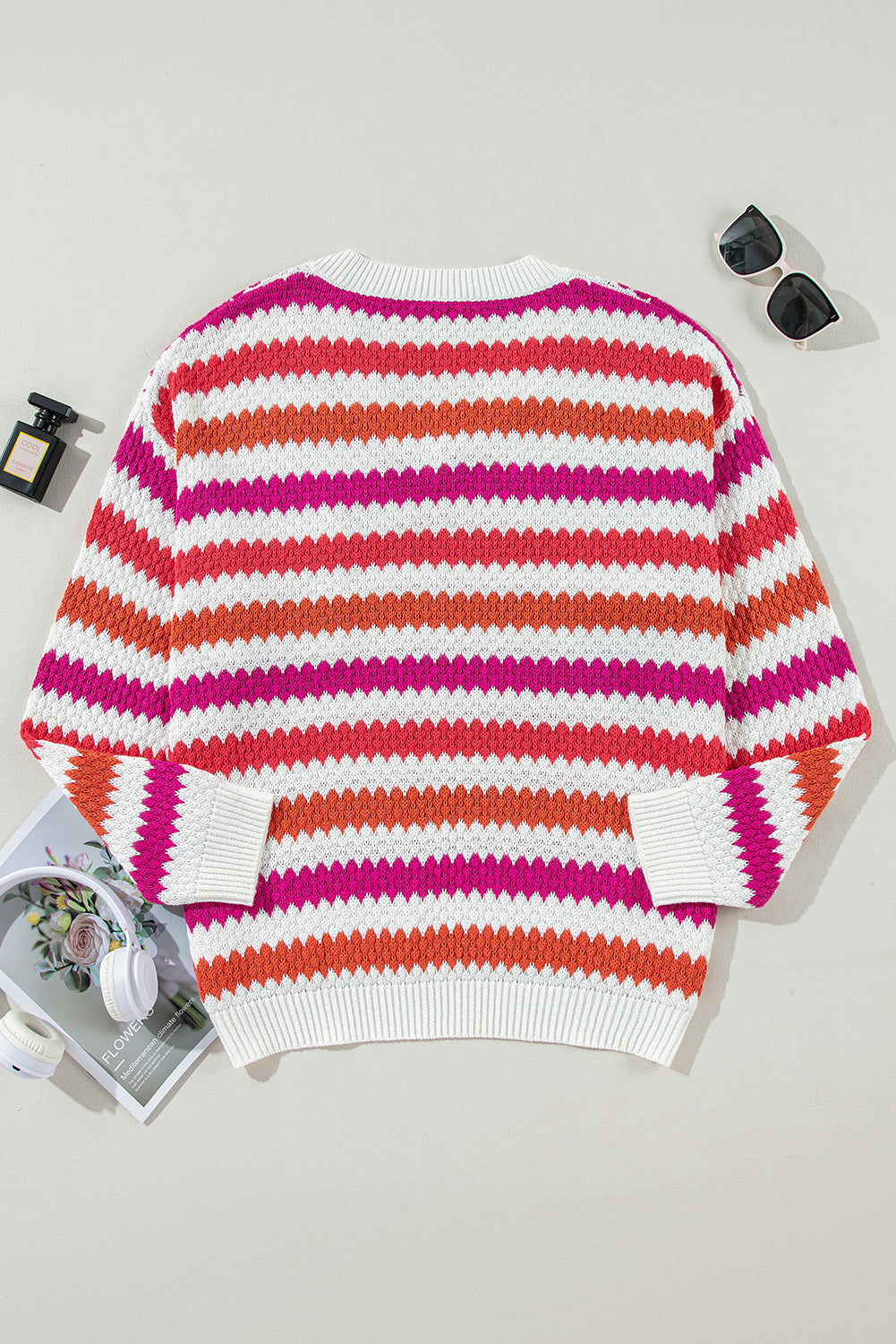 Pink Stripe V Neck Sweater. PSCollection