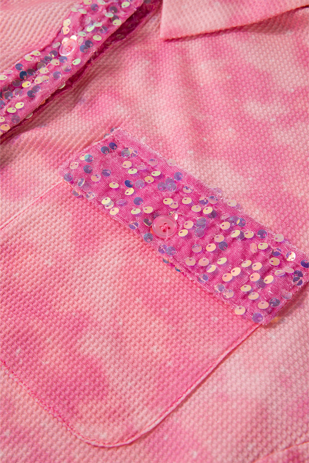 Apricot Pink Mineral Wash Sequin Shacket. GCollection