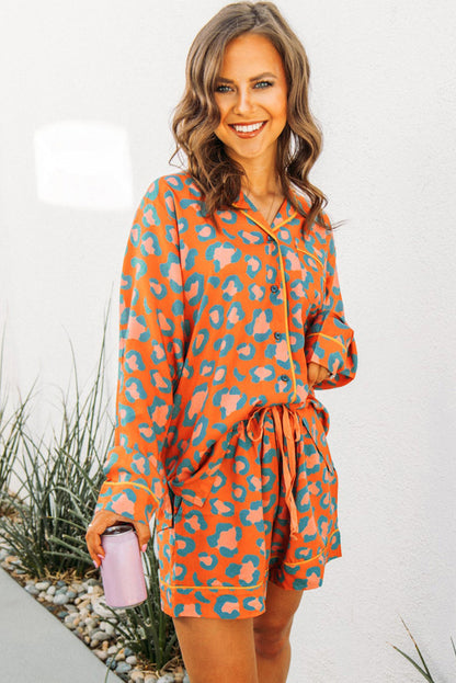 Orange Leopard Print Pajama Set. GCollection