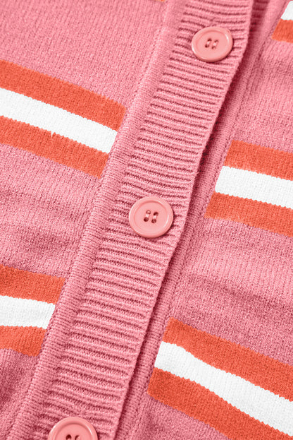 Pink Stripe Cardigan Sweater. GCollection