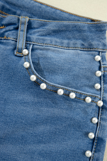 Dusk Blue Pearl Boot Cut Denim Jeans. GCollection