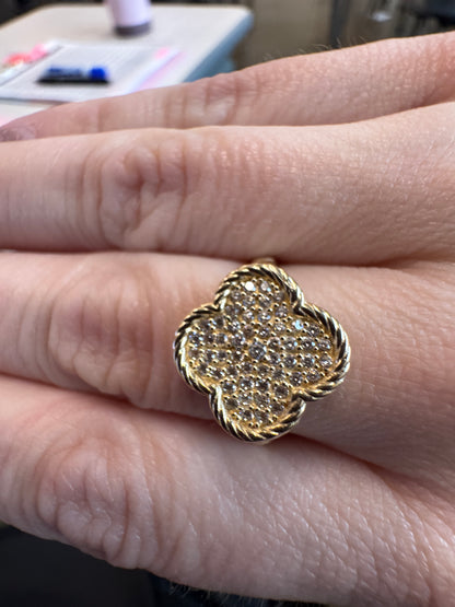 14K solid gold flower ring