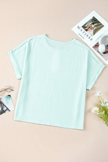 Blue Textured Henley T Shirt. PSCollection