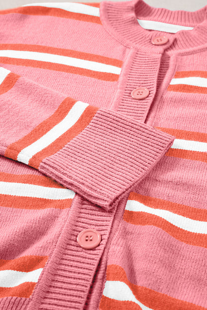 Pink Stripe Cardigan Sweater. GCollection