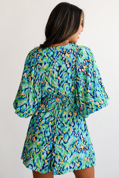 Green Abstract Print High Waist Romper. GCollection