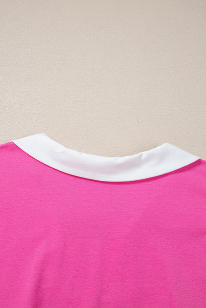 Pink Contrast Short Sleeve Plus Size Top. PSCollection