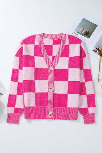 Pink Checkered Cardigan. GCollection