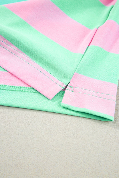 Pink Stripe Colorblock  Loose Tee. GCollection