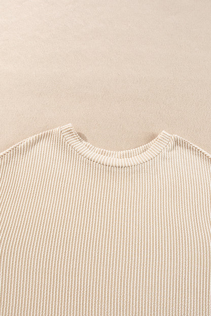 Corded Knit Long Sleeve Top and High Waist Shorts Set. GCollection