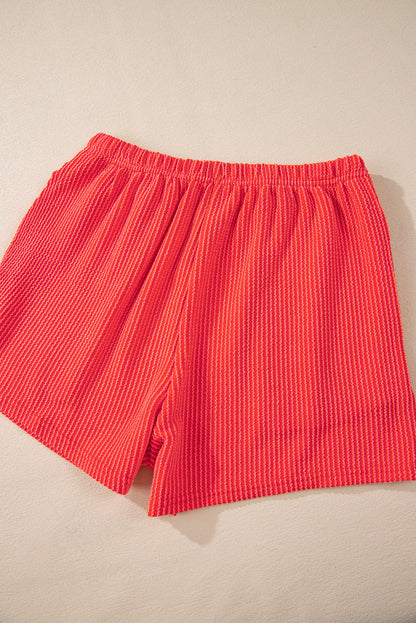 Orange Knit Long Sleeve Top and High Waist Shorts Set. GCollection