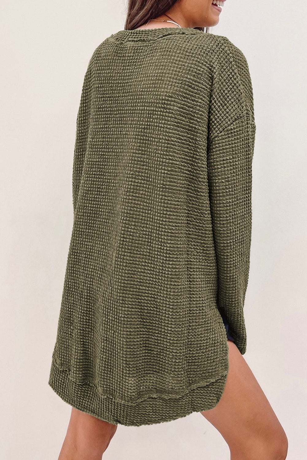 Green Waffle Knit Oversized Top. GCollection