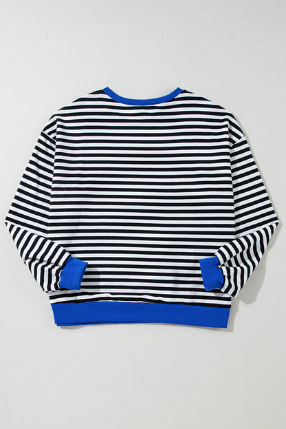 Black Stripe Oversized Contrast Trim Sweatshirt. GCollection