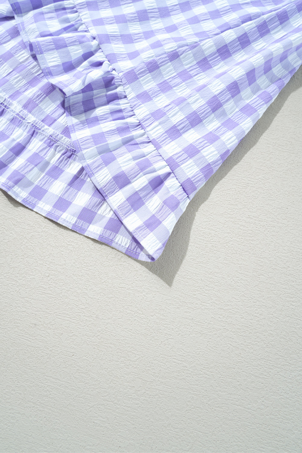 Plaid Ruffle Wide Short Sleeve Babydoll Mini Dress. GCollection