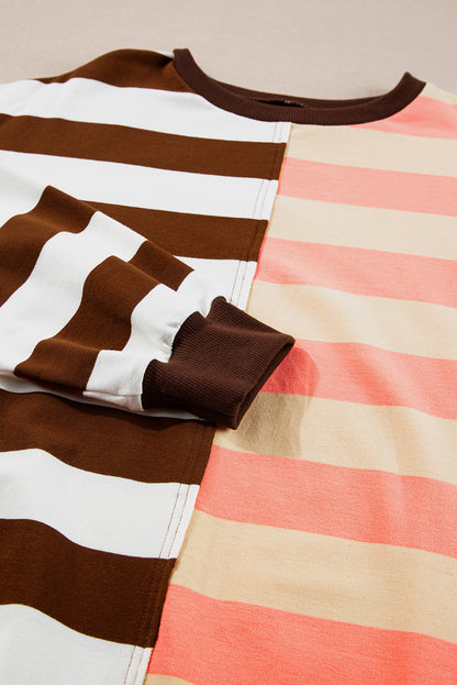 Brown Stripe Pullover Sweatshirt. GCollection