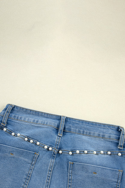 Dusk Blue Pearl Boot Cut Denim Jeans. GCollection