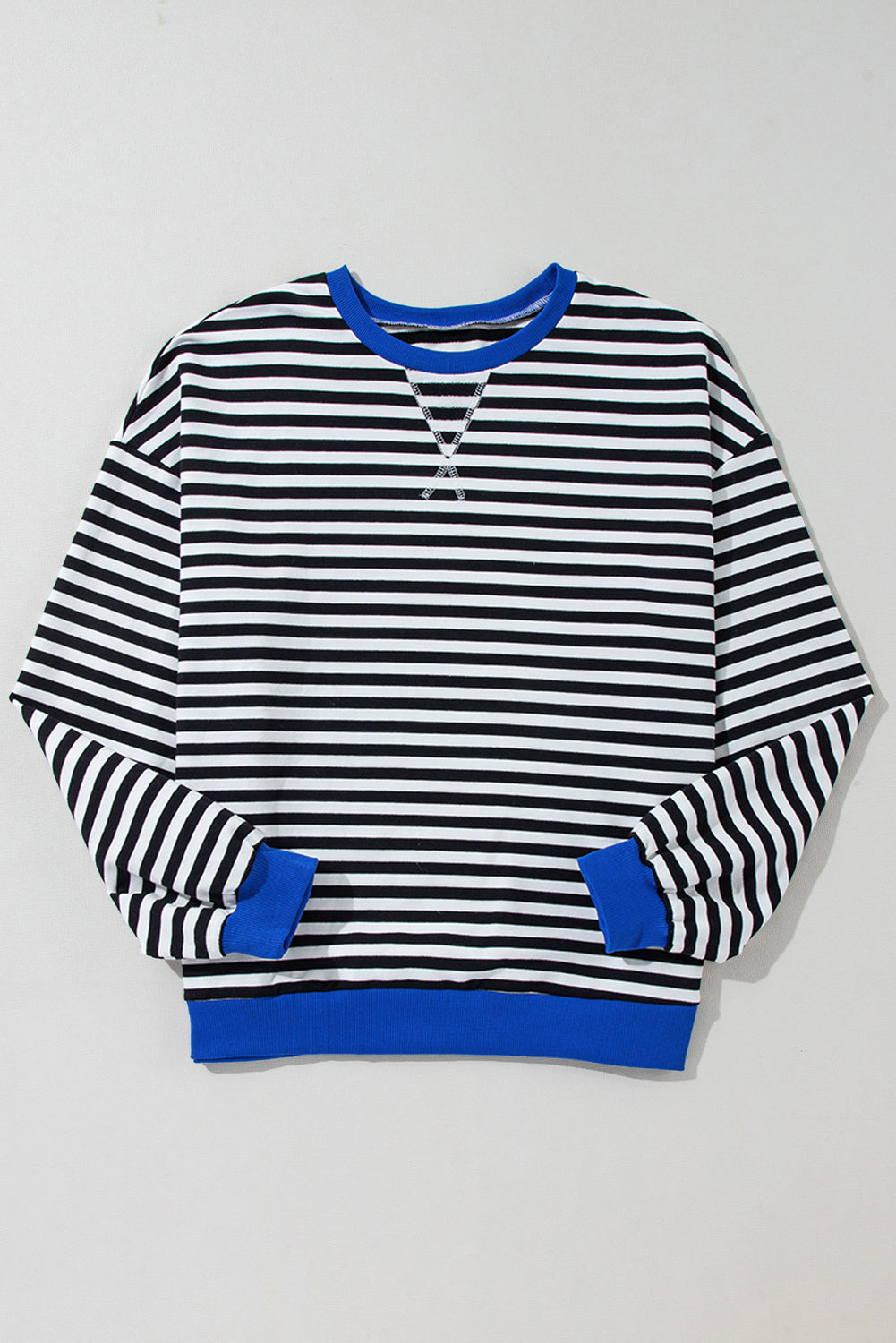 Black Stripe Oversized Contrast Trim Sweatshirt. GCollection