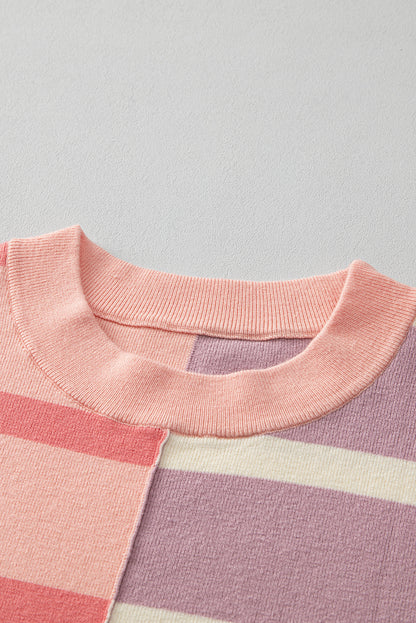 Pink Stripe Colorblock Oversized Sweater. GCollection