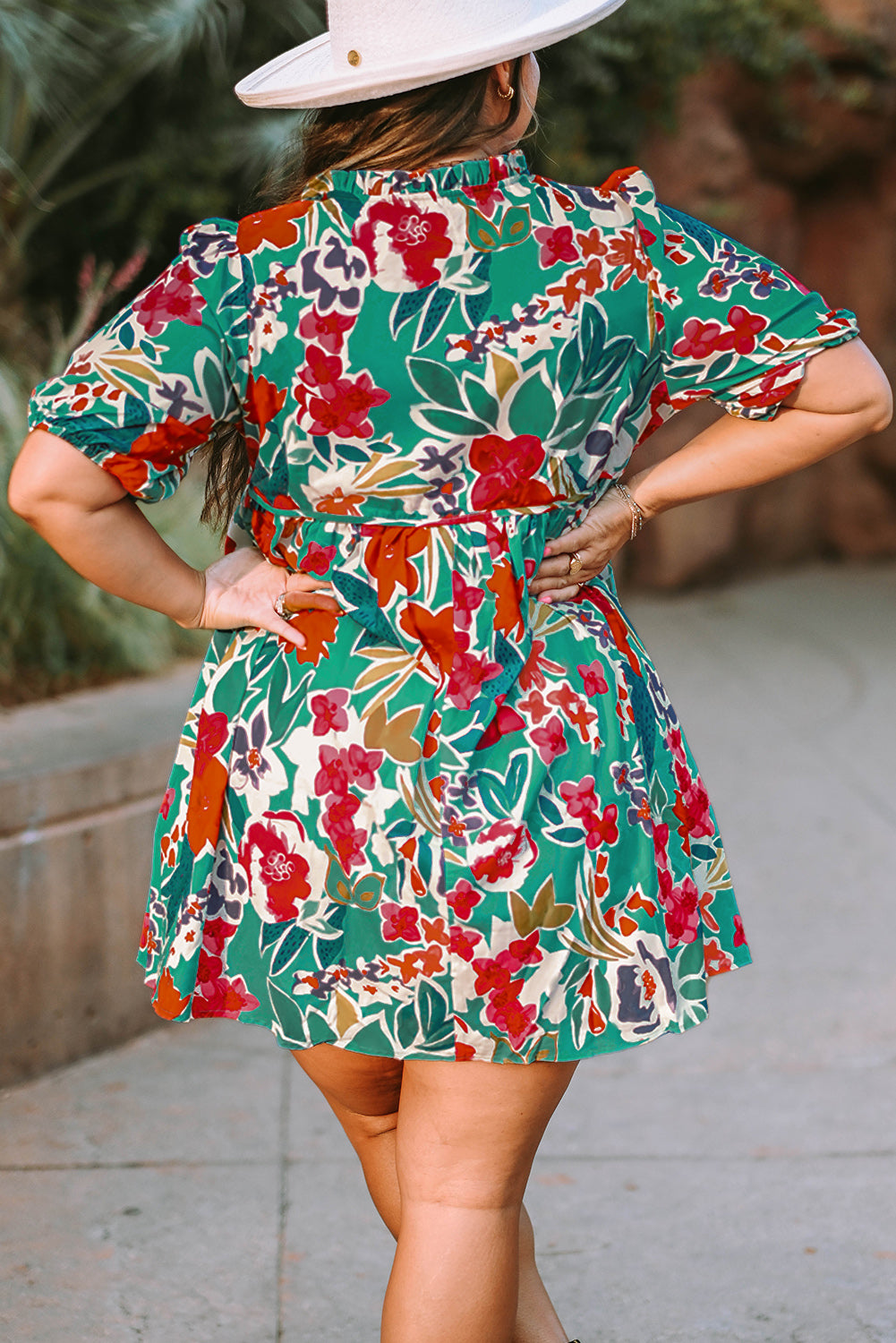 Sky Floral Print Puff Sleeve Babydoll Dress. PSCollection