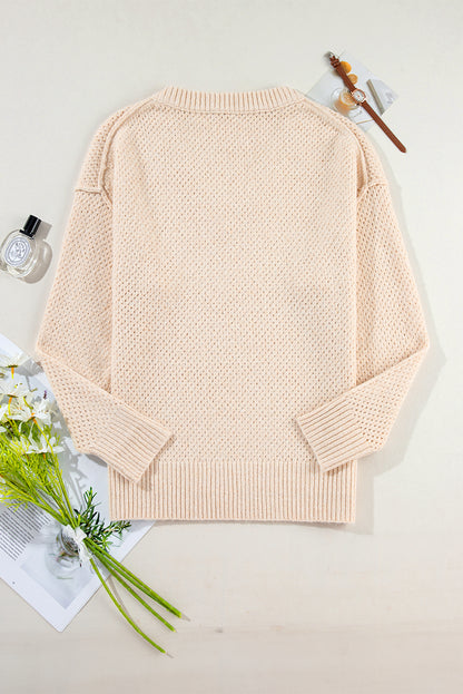 Parchment V Neck Drop Shoulder Sweater. GCollection