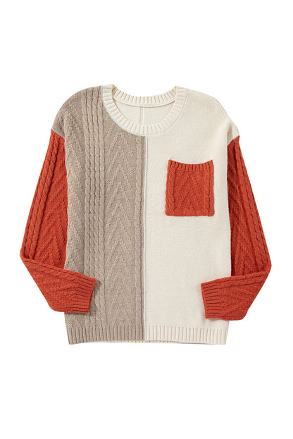 Gold Colorblock Patched Sweater. GCollection