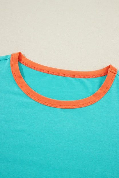 Light Blue Colorblock  Loose Top